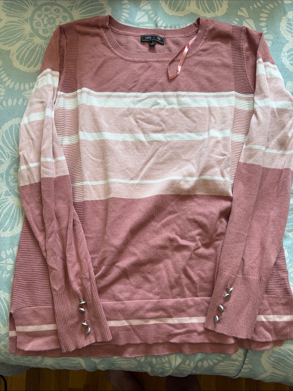 Leity Rose Pink Striped Long-Sleeve Knit Top